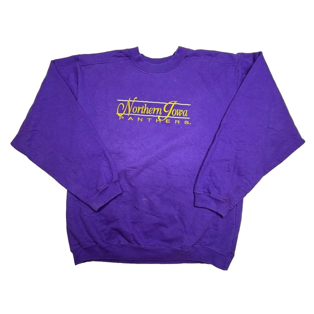 Vintage Northern Iowa Panthers Crewneck Sweatshirt Purple USA Men's Medium